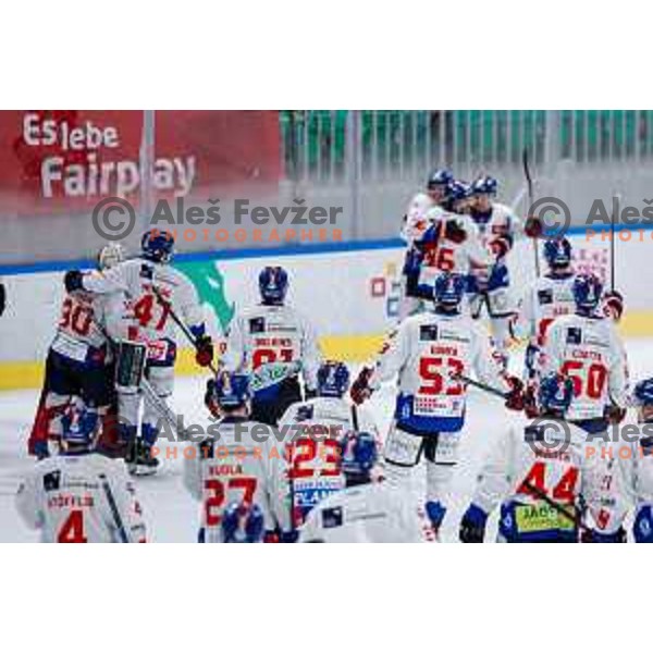 of SZ Olimpija in action during IceHL 2025/2026 ice-hockey match between SZ Olimpija and Tiwag Innsbruck in Tivoli Hall, Ljubljana, Slovenia on October 12, 2025