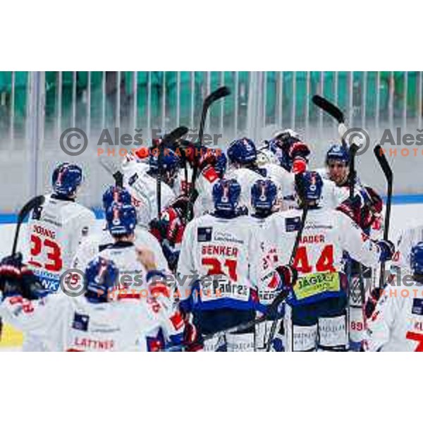 of SZ Olimpija in action during IceHL 2025/2026 ice-hockey match between SZ Olimpija and Tiwag Innsbruck in Tivoli Hall, Ljubljana, Slovenia on October 12, 2025