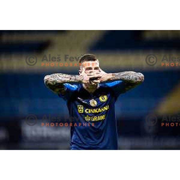 Franko Kovacevic celebrates goal during Prva liga Telemach 2025/26 football match between NK Celje and NK Aluminij in Stadion z’dezele, Celje, Slovenia on November 1, 2025. Photo: Jure Banfi