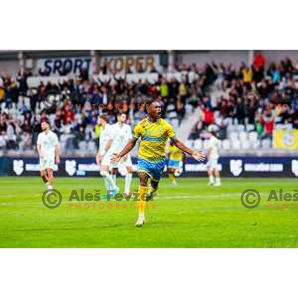 Isaac Matondo celebrates a goal during Prva liga Telemach 2025/2026 football match between Koper and Olimpija at Bonifika Stadium in Koper, Slovenia on November 2, 2025 