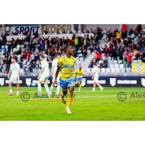 Isaac Matondo celebrates a goal during Prva liga Telemach 2025/2026 football match between Koper and Olimpija at Bonifika Stadium in Koper, Slovenia on November 2, 2025 