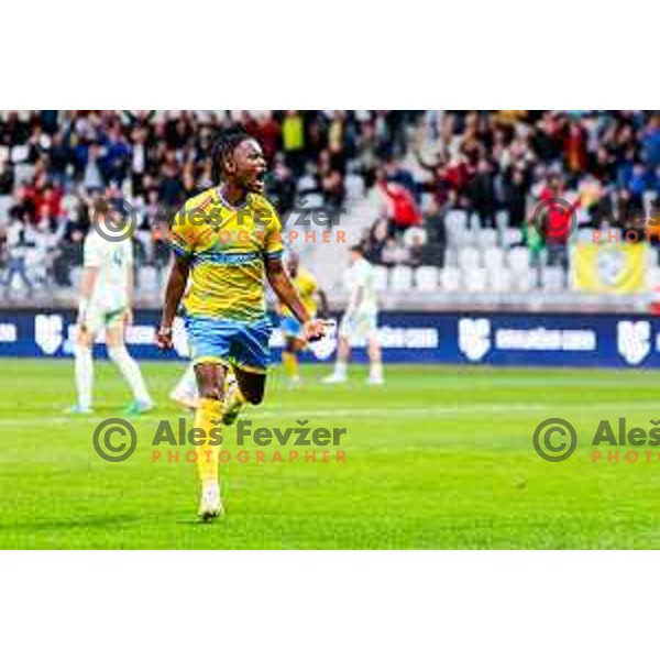 Isaac Matondo celebrates a goal during Prva liga Telemach 2025/2026 football match between Koper and Olimpija at Bonifika Stadium in Koper, Slovenia on November 2, 2025 