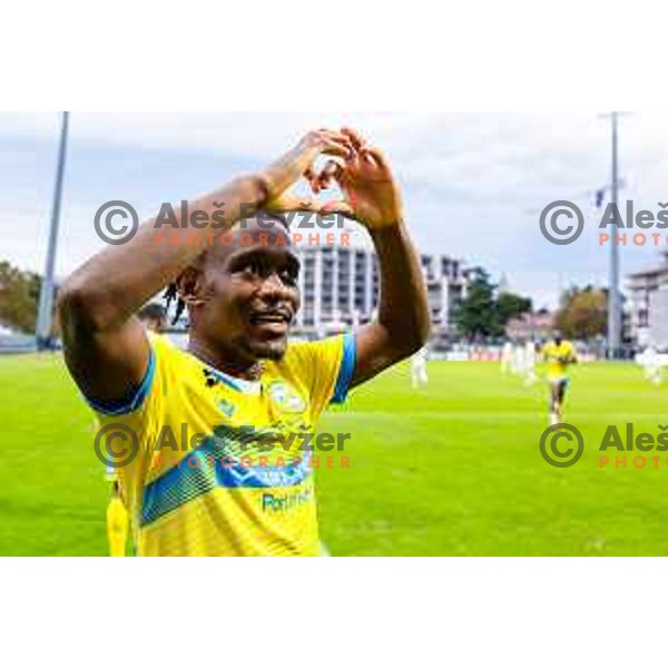 Isaac Matondo celebrates a goal during Prva liga Telemach 2025/2026 football match between Koper and Olimpija at Bonifika Stadium in Koper, Slovenia on November 2, 2025 