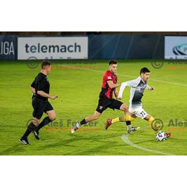 in action during Prva liga Telemach 2025/2026 football match between Primorje and Kalcer Radomlje in Ajdovscina, Slovenia on November 2 , 2025