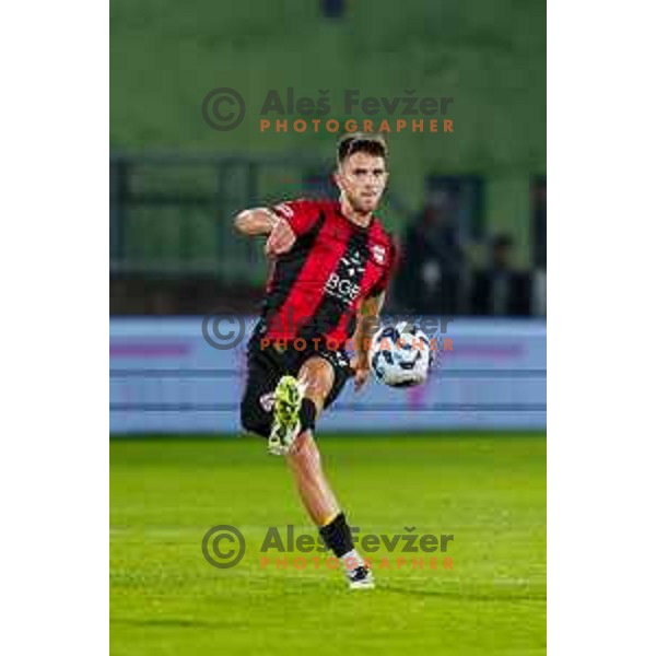 in action during Prva liga Telemach 2025/2026 football match between Primorje and Kalcer Radomlje in Ajdovscina, Slovenia on November 2 , 2025