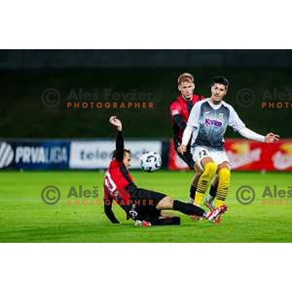 in action during Prva liga Telemach 2025/2026 football match between Primorje and Kalcer Radomlje in Ajdovscina, Slovenia on November 2 , 2025