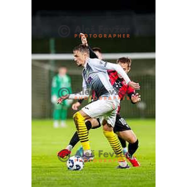 in action during Prva liga Telemach 2025/2026 football match between Primorje and Kalcer Radomlje in Ajdovscina, Slovenia on November 2 , 2025