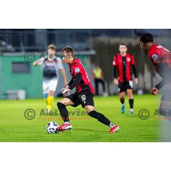 in action during Prva liga Telemach 2025/2026 football match between Primorje and Kalcer Radomlje in Ajdovscina, Slovenia on November 2 , 2025