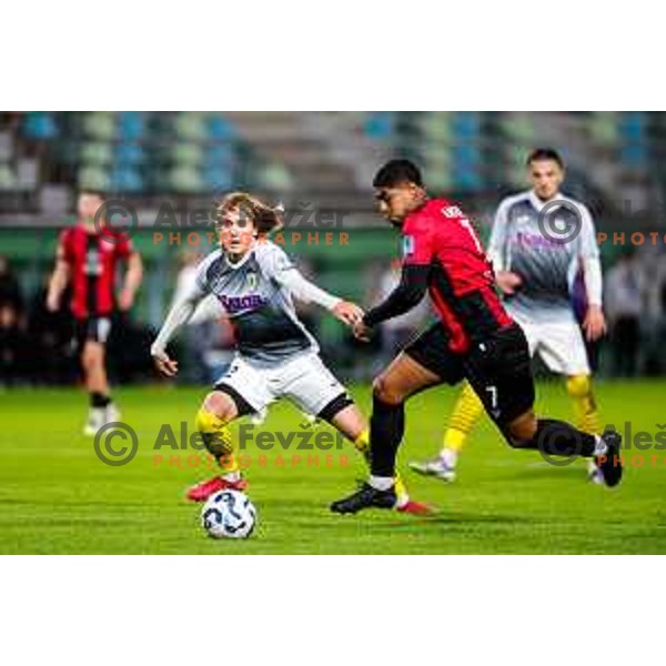 in action during Prva liga Telemach 2025/2026 football match between Primorje and Kalcer Radomlje in Ajdovscina, Slovenia on November 2 , 2025