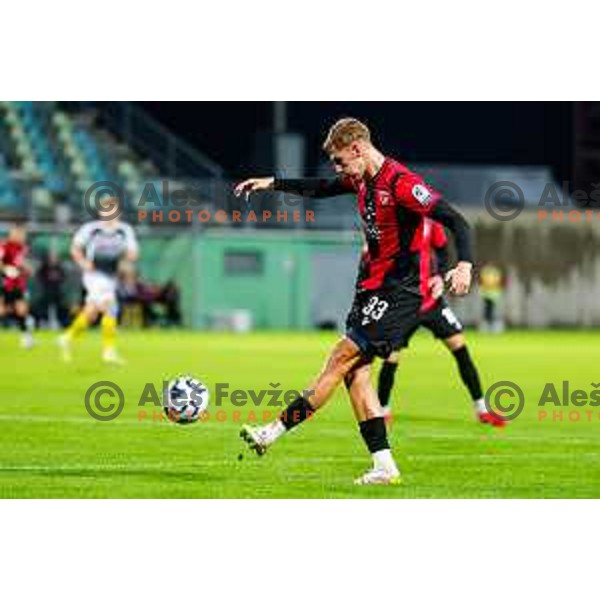 in action during Prva liga Telemach 2025/2026 football match between Primorje and Kalcer Radomlje in Ajdovscina, Slovenia on November 2 , 2025