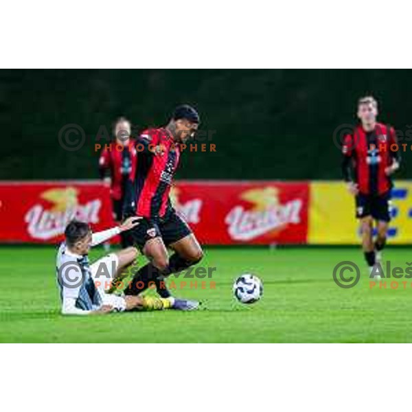 in action during Prva liga Telemach 2025/2026 football match between Primorje and Kalcer Radomlje in Ajdovscina, Slovenia on November 2 , 2025