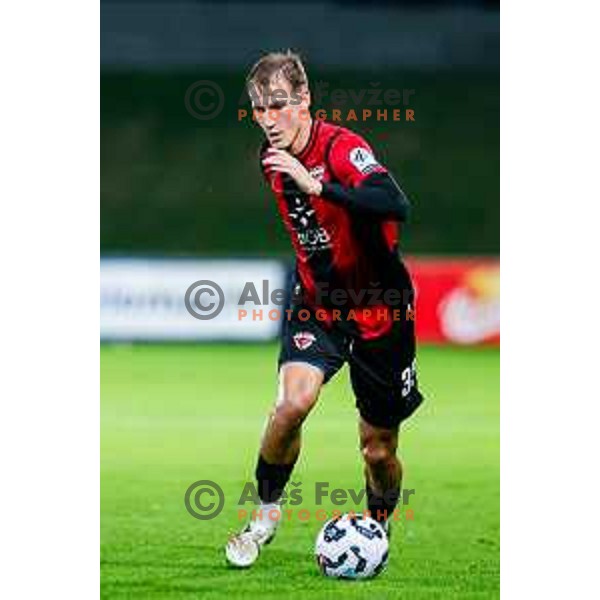 in action during Prva liga Telemach 2025/2026 football match between Primorje and Kalcer Radomlje in Ajdovscina, Slovenia on November 2 , 2025