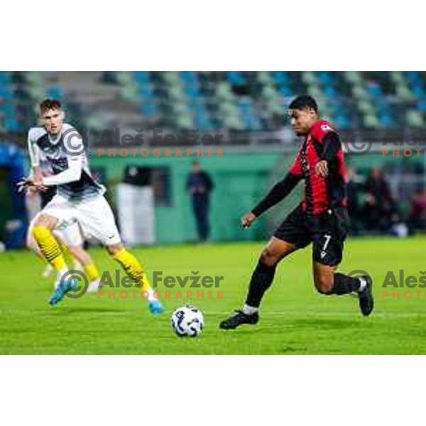 in action during Prva liga Telemach 2025/2026 football match between Primorje and Kalcer Radomlje in Ajdovscina, Slovenia on November 2 , 2025