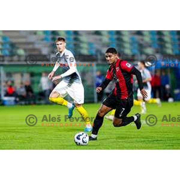 in action during Prva liga Telemach 2025/2026 football match between Primorje and Kalcer Radomlje in Ajdovscina, Slovenia on November 2 , 2025