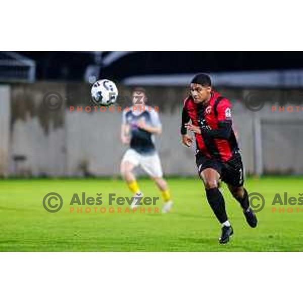 in action during Prva liga Telemach 2025/2026 football match between Primorje and Kalcer Radomlje in Ajdovscina, Slovenia on November 2 , 2025