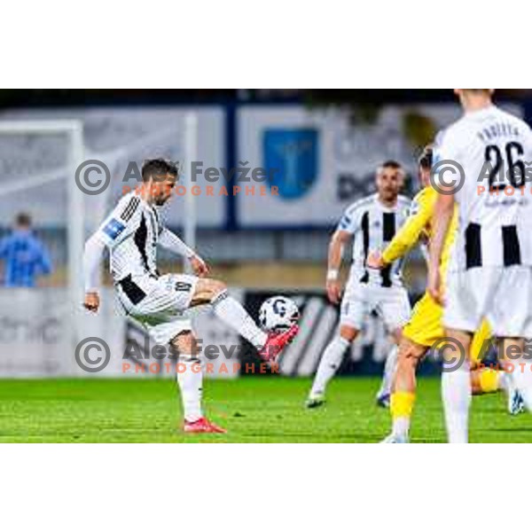 Nino Kouter in action during Prva liga Telemach 2025/2026 football match between Domzale and Mura in Domzale, Slovenia on November 3, 2025