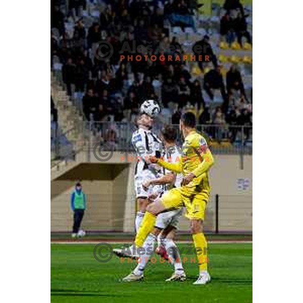 Nino Kouter in action during Prva liga Telemach 2025/2026 football match between Domzale and Mura in Domzale, Slovenia on November 3, 2025