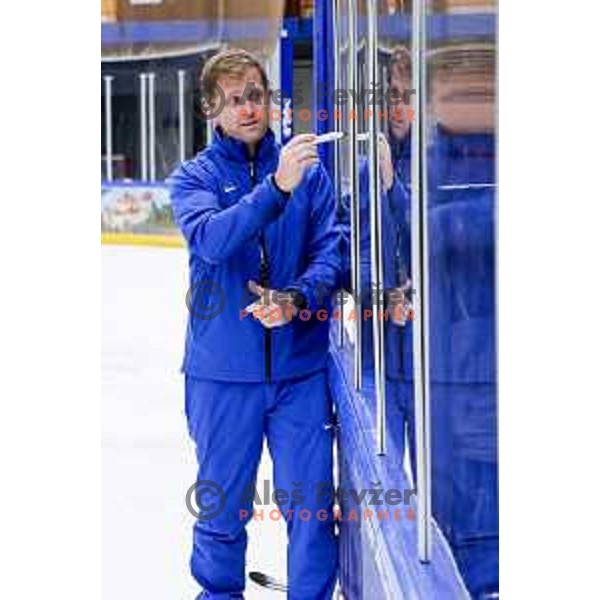 Edo Terglav, head coach of Slovenia Ice-Hockey team during practice session in Bled Ice Hockey Rink, Slovenia on November 4, 2025