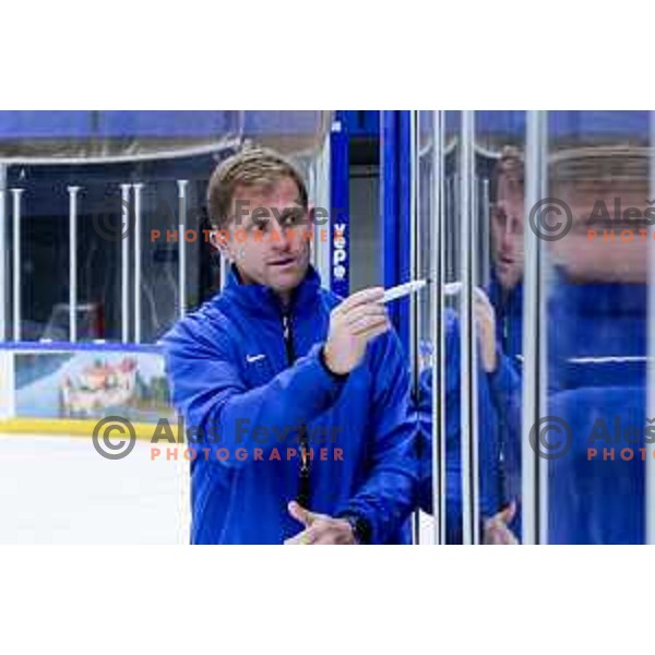 Edo Terglav, head coach of Slovenia Ice-Hockey team during practice session in Bled Ice Hockey Rink, Slovenia on November 4, 2025