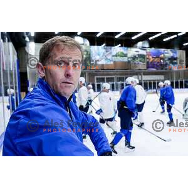 Edo Terglav, head coach of Slovenia Ice-Hockey team during practice session in Bled Ice Hockey Rink, Slovenia on November 4, 2025