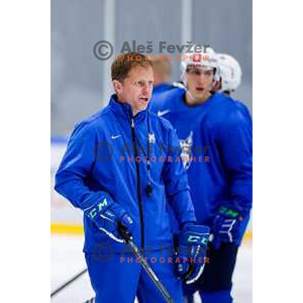 Edo Terglav, head coach of Slovenia Ice-Hockey team during practice session in Bled Ice Hockey Rink, Slovenia on November 4, 2025