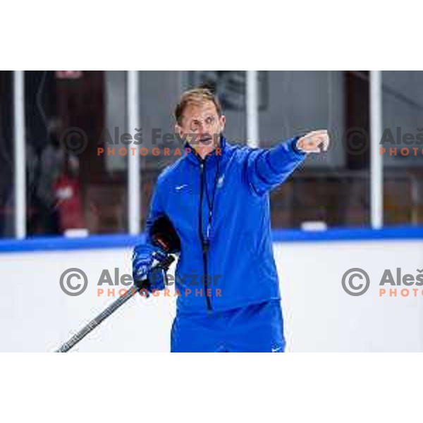 Edo Terglav, head coach of Slovenia Ice-Hockey team during practice session in Bled Ice Hockey Rink, Slovenia on November 4, 2025