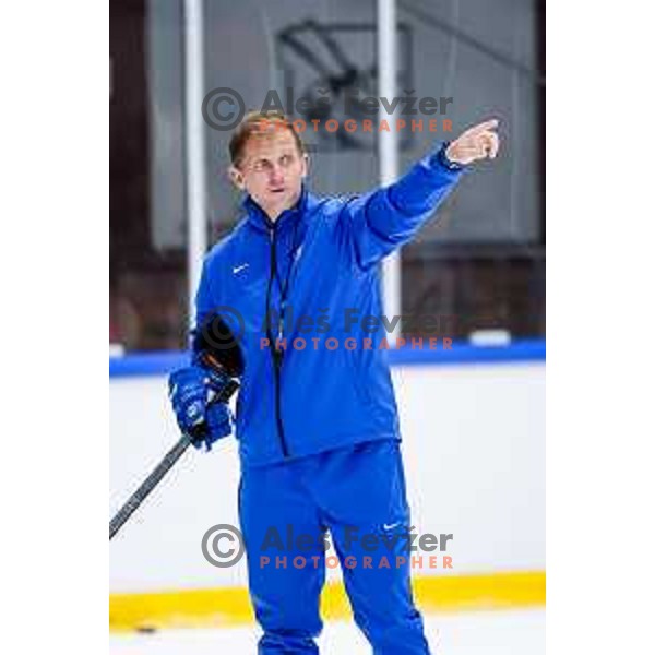 Edo Terglav, head coach of Slovenia Ice-Hockey team during practice session in Bled Ice Hockey Rink, Slovenia on November 4, 2025