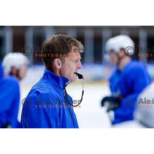 Edo Terglav, head coach of Slovenia Ice-Hockey team during practice session in Bled Ice Hockey Rink, Slovenia on November 4, 2025