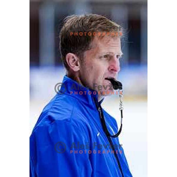 Edo Terglav, head coach of Slovenia Ice-Hockey team during practice session in Bled Ice Hockey Rink, Slovenia on November 4, 2025