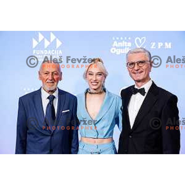 Miroslav Cerar, Janja Garnbret and Franjo Bobinac during Gala Charity Night of Slovenia Olympic Committee in Union Hotel, Ljubljana, Slovenia on November 5, 2025