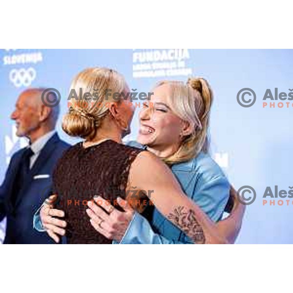 Neza Klancar and Janja Garnbret during Gala Charity Night of Slovenia Olympic Committee in Union Hotel, Ljubljana, Slovenia on November 5, 2025