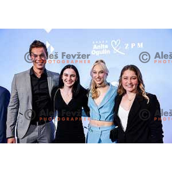 Mia Krampl, Janja Garnbret and Eva Alina Hocevar during Gala Charity Night of Slovenia Olympic Committee in Union Hotel, Ljubljana, Slovenia on November 5, 2025