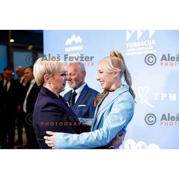 Natasa Pirc Musar and Janja Garnbret during Gala Charity Night of Slovenia Olympic Committee in Union Hotel, Ljubljana, Slovenia on November 5, 2025