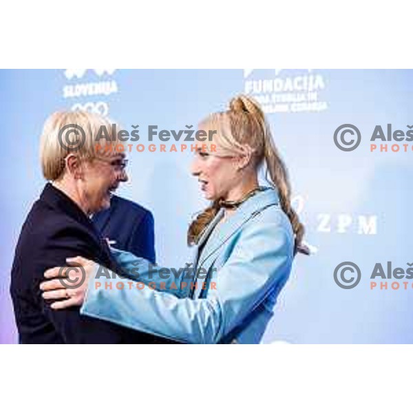 Natasa Pirc Musar and Janja Garnbret during Gala Charity Night of Slovenia Olympic Committee in Union Hotel, Ljubljana, Slovenia on November 5, 2025
