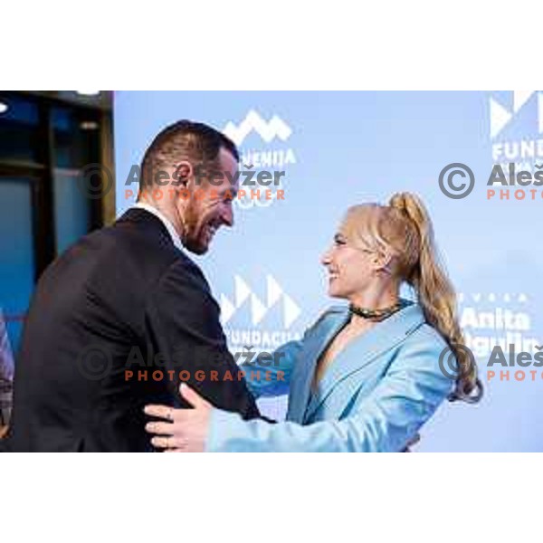 Tine Urnaut and Janja Garnbret during Gala Charity Night of Slovenia Olympic Committee in Union Hotel, Ljubljana, Slovenia on November 5, 2025