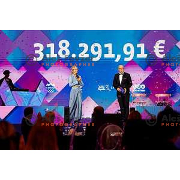 Janja Garnbret and Anze Baselj during Gala Charity Night of Slovenia Olympic Committee in Union Hotel, Ljubljana, Slovenia on November 5, 2025