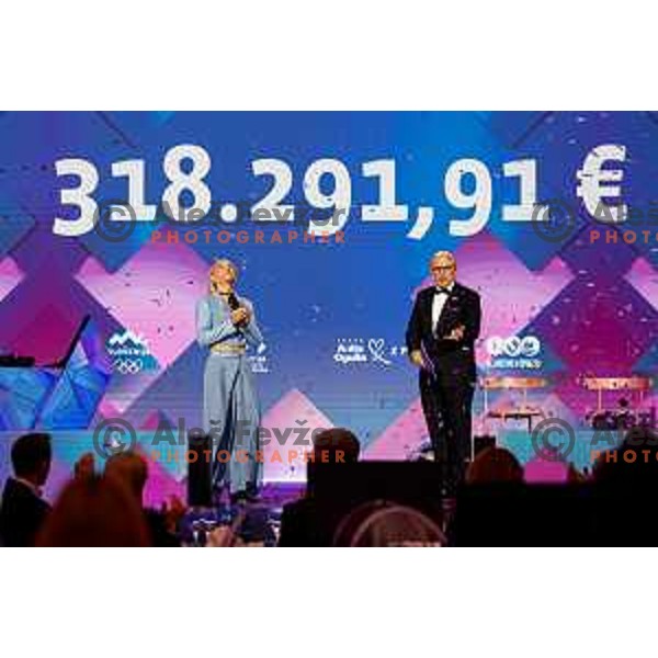 Janja Garnbret and Anze Baselj during Gala Charity Night of Slovenia Olympic Committee in Union Hotel, Ljubljana, Slovenia on November 5, 2025