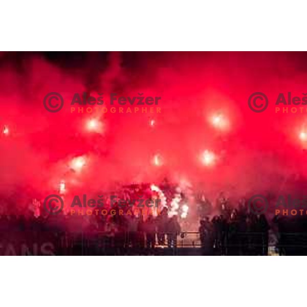 Ultras Legia during UEFA Conference League 2025/26 football match between NK Celje (SLO) and Legia Warszawa (POL) in Stadion z’dezele, Celje, Slovenia on November 6, 2025. Photo: Jure Banfi