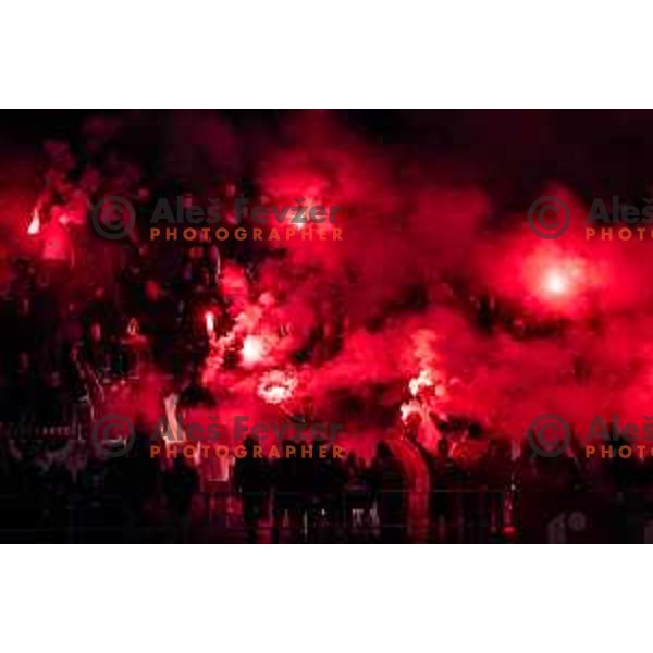Ultras Legia during UEFA Conference League 2025/26 football match between NK Celje (SLO) and Legia Warszawa (POL) in Stadion z’dezele, Celje, Slovenia on November 6, 2025. Photo: Jure Banfi