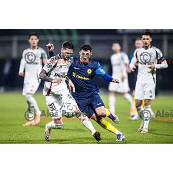 Petar Stojanovic vs Milot Avdyli in action during UEFA Conference League 2025/26 football match between NK Celje (SLO) and Legia Warszawa (POL) in Stadion z’dezele, Celje, Slovenia on November 6, 2025. Photo: Jure Banfi