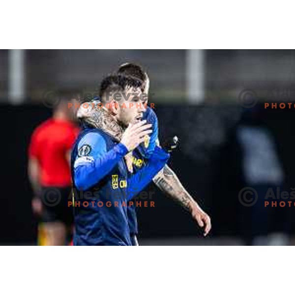 Nikita Iosifov and Franko Kovacevic celebrate goal during UEFA Conference League 2025/26 football match between NK Celje (SLO) and Legia Warszawa (POL) in Stadion z’dezele, Celje, Slovenia on November 6, 2025. Photo: Jure Banfi