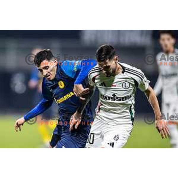 Milot Avdyli vs Petar Stojanovic in action during UEFA Conference League 2025/26 football match between NK Celje (SLO) and Legia Warszawa (POL) in Stadion z’dezele, Celje, Slovenia on November 6, 2025. Photo: Jure Banfi