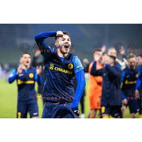 Nikita Iosifov celebrates victory after UEFA Conference League 2025/26 football match between NK Celje (SLO) and Legia Warszawa (POL) in Stadion z’dezele, Celje, Slovenia on November 6, 2025. Photo: Jure Banfi