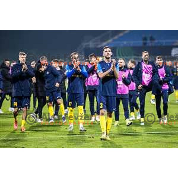 Damjan Vuklisevic celebrates victory after UEFA Conference League 2025/26 football match between NK Celje (SLO) and Legia Warszawa (POL) in Stadion z’dezele, Celje, Slovenia on November 6, 2025. Photo: Jure Banfi