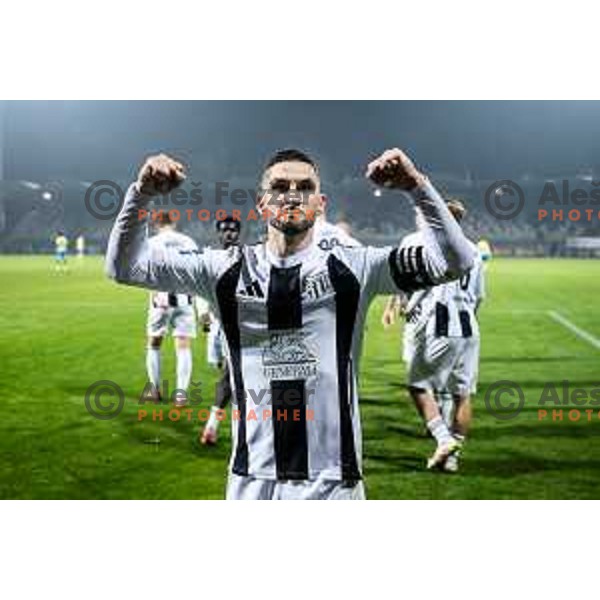 Nino Kouter celebrates during Prva liga Telemach 2025/26 football match between NK Mura and NK Koper in Fazanerija, Murska Sobota, Slovenia on November 7, 2025. Photo: Jure Banfi