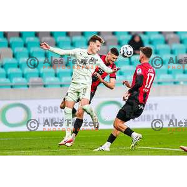 in action during Prva liga Telemach 2025/2026 football match between Olimpija and Primorje in SRC Stozice, Ljubljana, Slovenia on Novermber 7, 2025