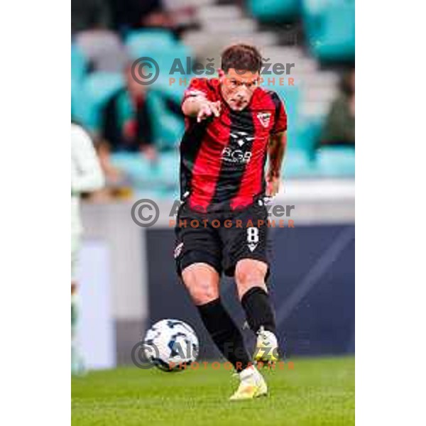 Elian Demirovic in action during Prva liga Telemach 2025/2026 football match between Olimpija and Primorje in SRC Stozice, Ljubljana, Slovenia on Novermber 7, 2025