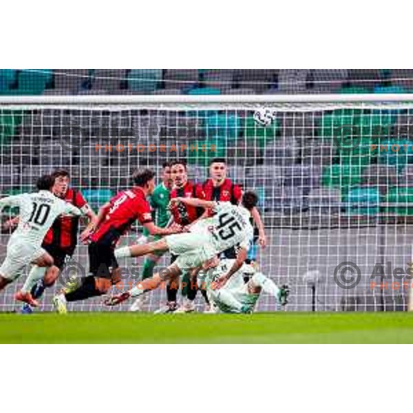 Elian Demirovic in action during Prva liga Telemach 2025/2026 football match between Olimpija and Primorje in SRC Stozice, Ljubljana, Slovenia on Novermber 7, 2025