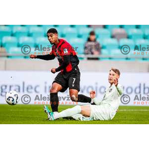 Roger Andretty Murillo in action during Prva liga Telemach 2025/2026 football match between Olimpija and Primorje in SRC Stozice, Ljubljana, Slovenia on Novermber 7, 2025