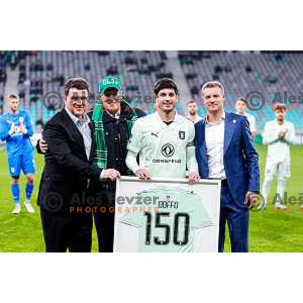 Igor Barisic, Adam Delius and Agustin Doffo during Prva liga Telemach 2025/2026 football match between Olimpija and Primorje in SRC Stozice, Ljubljana, Slovenia on Novermber 7, 2025